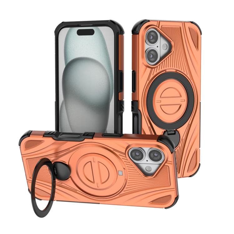 For iPhone 17 Star Ring Metallic Pivot Bracket Magnetic Phone Case(Orange) - Immagine 1
