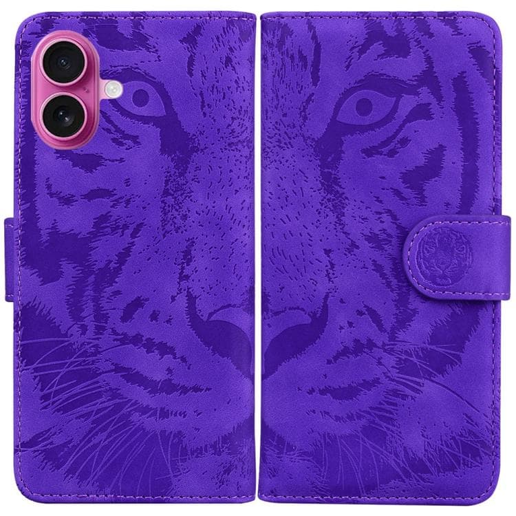 For iPhone 17 Tiger Embossing Pattern Leather Phone Case(Purple) - Immagine 1