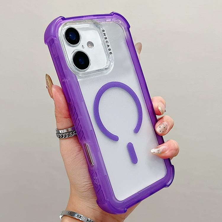 For iPhone 17 Transparent Matte TPU Hybrid PC 3-in-1 MagSafe Phone Case(Purple) - Immagine 1