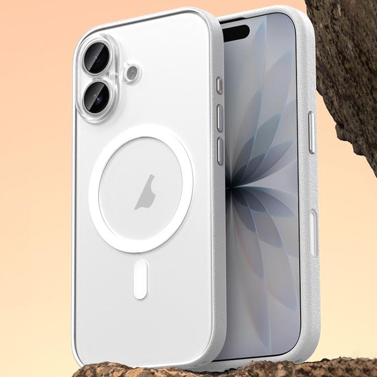 For iPhone 17 Vegan Leather Magnetic Phone Case(Cedar White) - Immagine 1