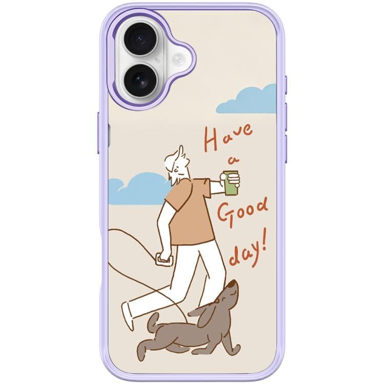For iPhone 17 Walking Dog Pattern Magnetic Phone Case(Light Purple) - Immagine 1