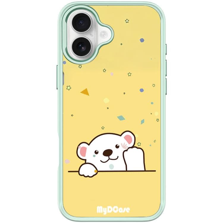 For iPhone 17 Waving Little Bear Pattern Magnetic Phone Case(Light Green) - Immagine 1
