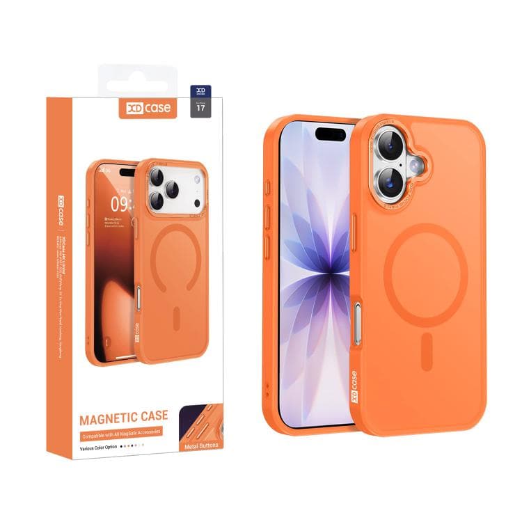 For iPhone 17 XDcase Metal Lens Frame Skin Feel Magnetic Phone Case(Orange) - Immagine 1