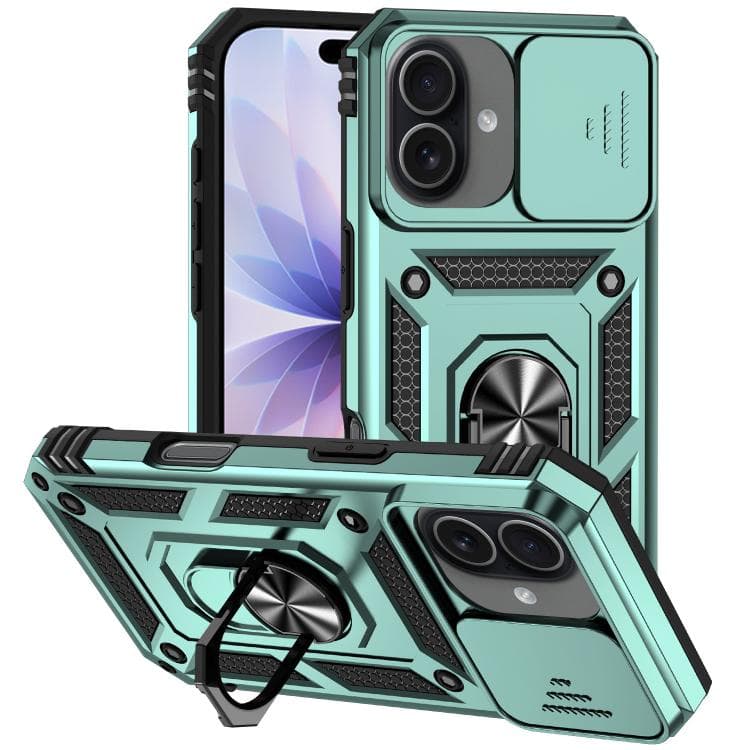 For iPhone 17 XDcase Sliding Camshield Ring Holder Magnetic Phone Case(Green) - Immagine 1