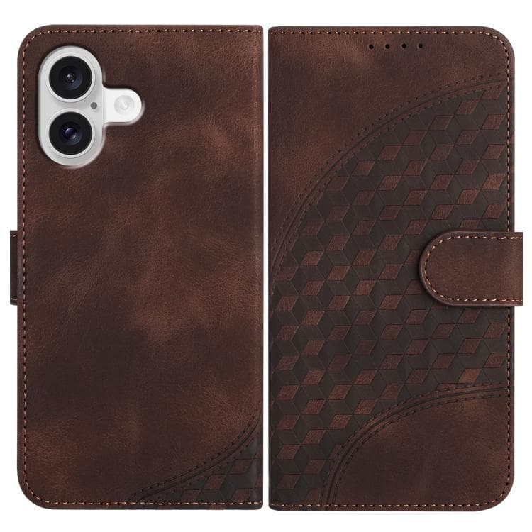 For iPhone 17 YX0060 Elephant Head Embossed Phone Leather Case with Lanyard(Coffee) - Immagine 1