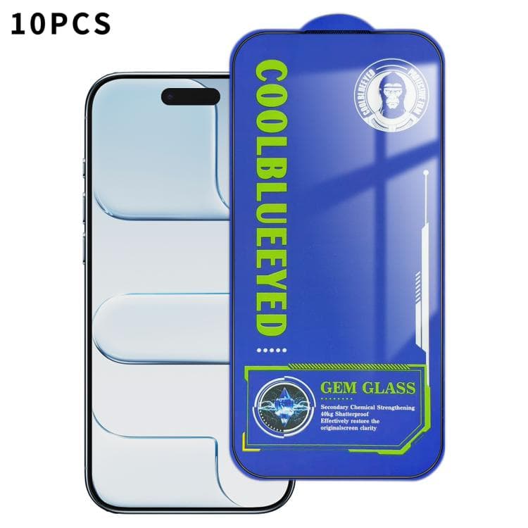 For iPhone Air 10pcs CoolBlueEyed Dustproof Mesh Anti-Static Silk Screen HD Tempered Glass Film - Immagine 1