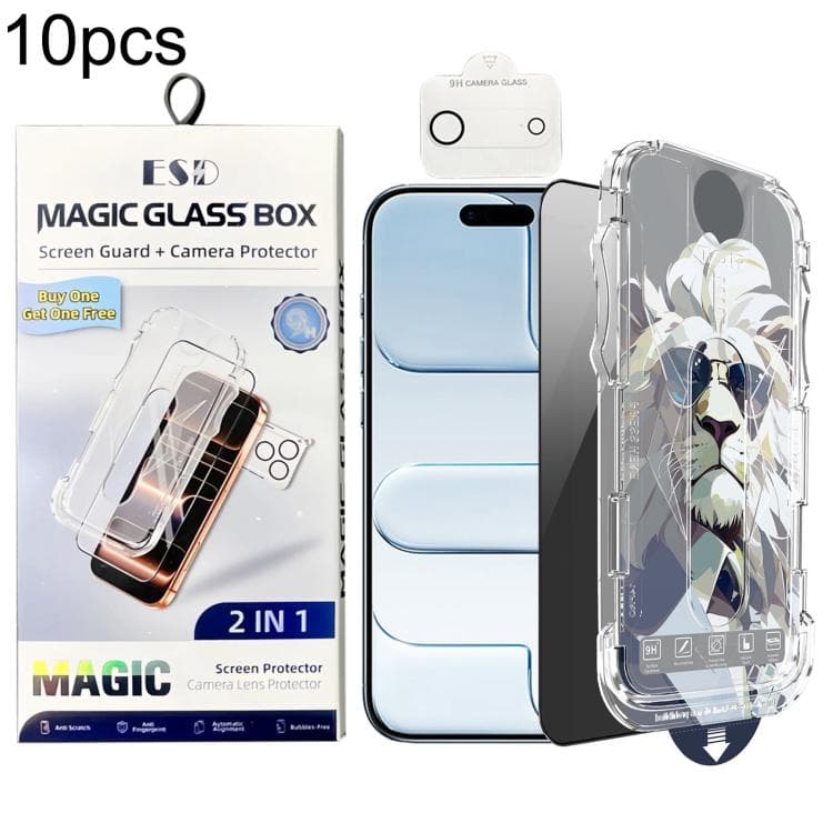 For iPhone Air 10pcs Easy Install Dust-proof Box Privacy Tempered Glass Film with Lens Film - Immagine 1