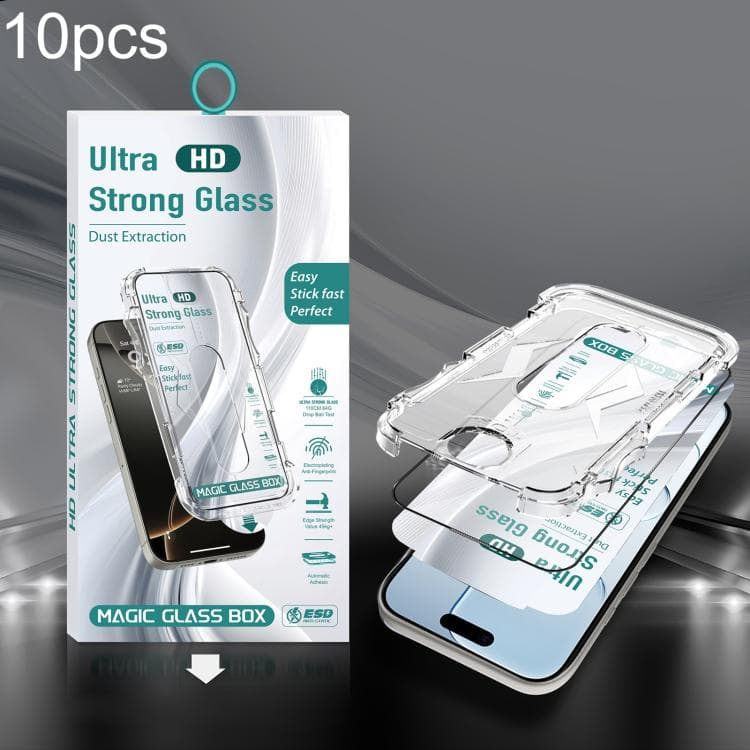 For iPhone Air 10pcs USG Easy Install Dust-proof Box HD Edge-to-Edge Tempered Glass Film - Immagine 1
