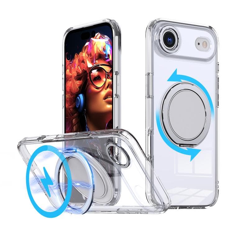 For iPhone Air 360-degree Rotating MagSafe Magnetic Holder Phone Case(Transparent) - Immagine 1