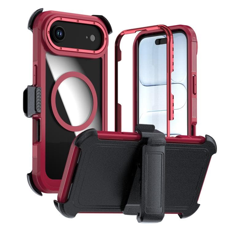 For iPhone Air Acrylic Full Coverage Magnetic Phone Case with Back Clip(Red) - Immagine 1