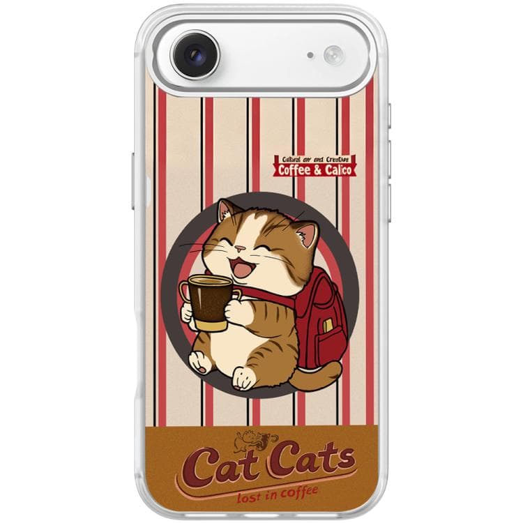 For iPhone Air Adorable Coffee Cat Pattern Magnetic Phone Case(Transparent White) - Immagine 1