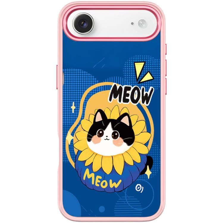 For iPhone Air Adorable Little Blue Cat Pattern Magnetic Phone Case(Pink) - Immagine 1