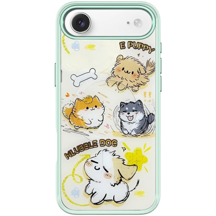For iPhone Air Adorable Whirlwind Dog Pattern Magnetic Phone Case(Light Green) - Immagine 1