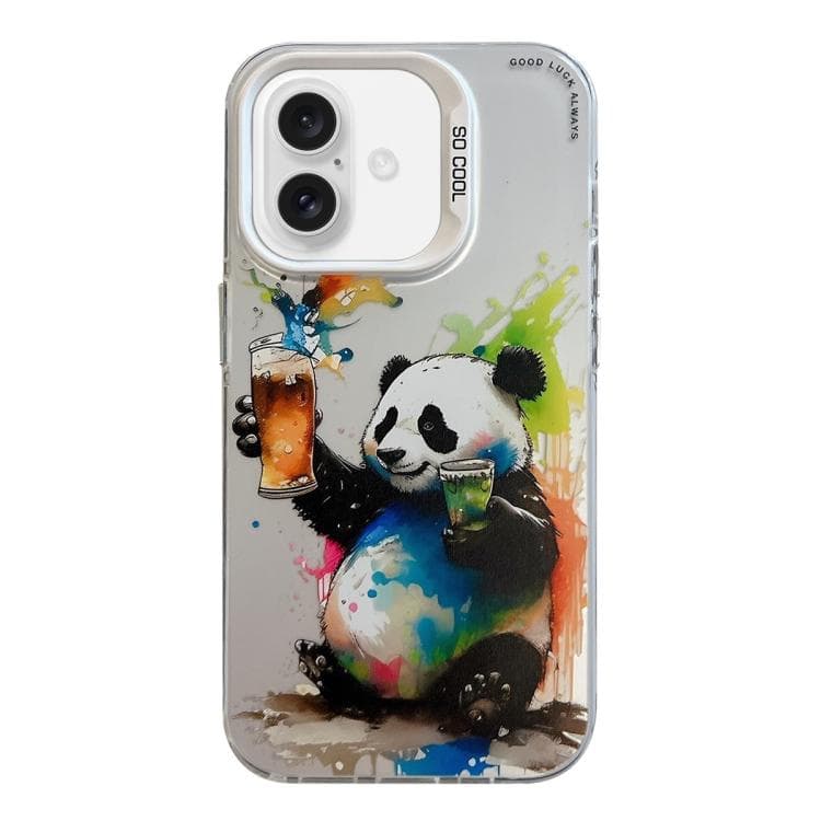 For iPhone Air Animal Pattern Oil Painting Series PC + TPU Phone Case(Panda) - Immagine 1