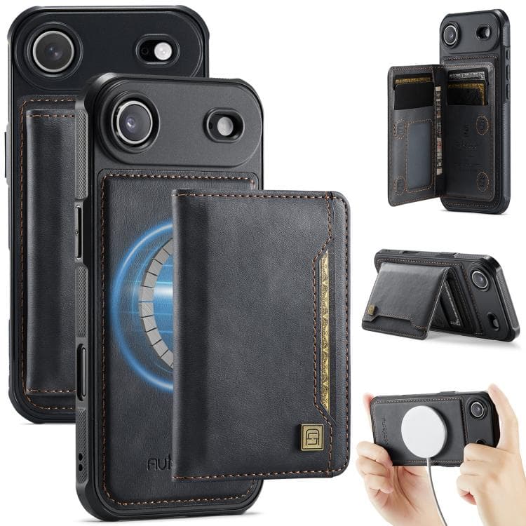 For iPhone Air AutSpace A13 MagSafe Magnetic RFID Flip Card Bag Phone Case(Black) - Immagine 1