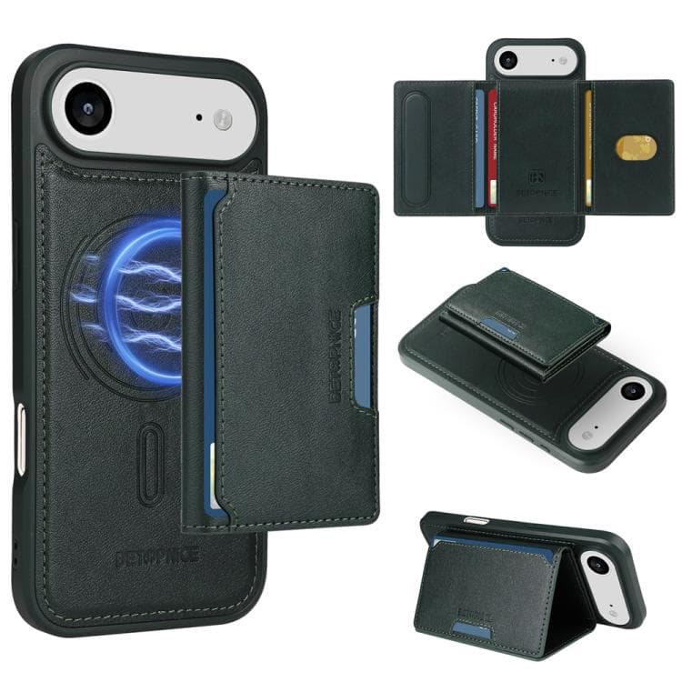 For iPhone Air BETOPNICE Horizontal Flip Detachable MagSafe Wallet Phone Case(Green) - Immagine 1