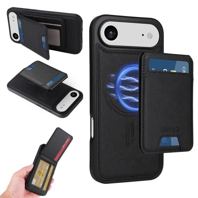For iPhone Air BETOPNICE Vertical Flip Detachable MagSafe Wallet Phone Case(Black) - Immagine 1