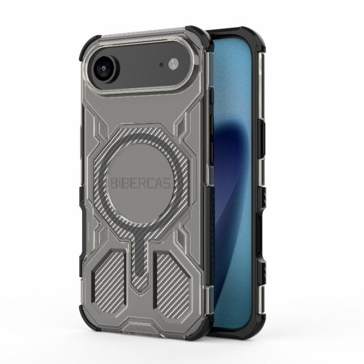 For iPhone Air BIBERCAS Transparent Color Series MagSafe Air Bag Shockproof Phone Case(Black) - Immagine 1