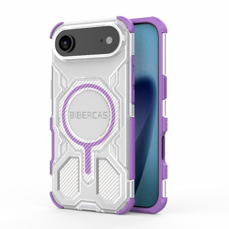 For iPhone Air BIBERCAS Transparent Color Series MagSafe Air Bag Shockproof Phone Case(Purple) - Immagine 1