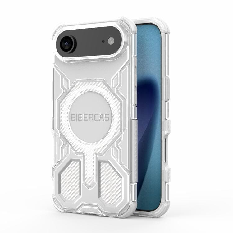 For iPhone Air BIBERCAS Transparent Color Series MagSafe Air Bag Shockproof Phone Case(White) - Immagine 1