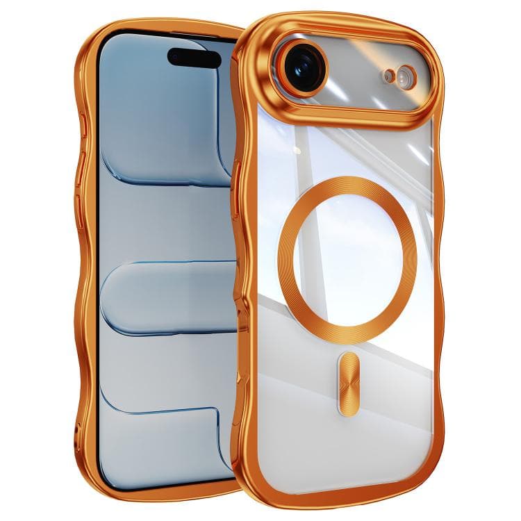 For iPhone Air Big Wave Electroplating MagSafe Magnetic Phone Case(Orange) - Immagine 1