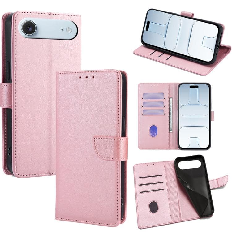 For iPhone Air Calf Texture Buckle Flip Leather Phone Case(Rose Gold) - Immagine 1