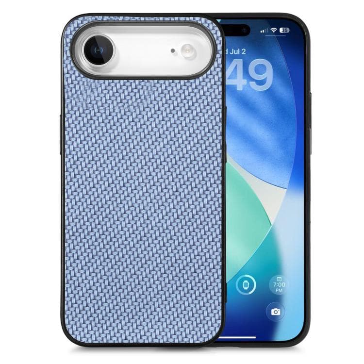 For iPhone Air Carbon Fiber Texture Leather Back Phone Case(Blue) - Immagine 1