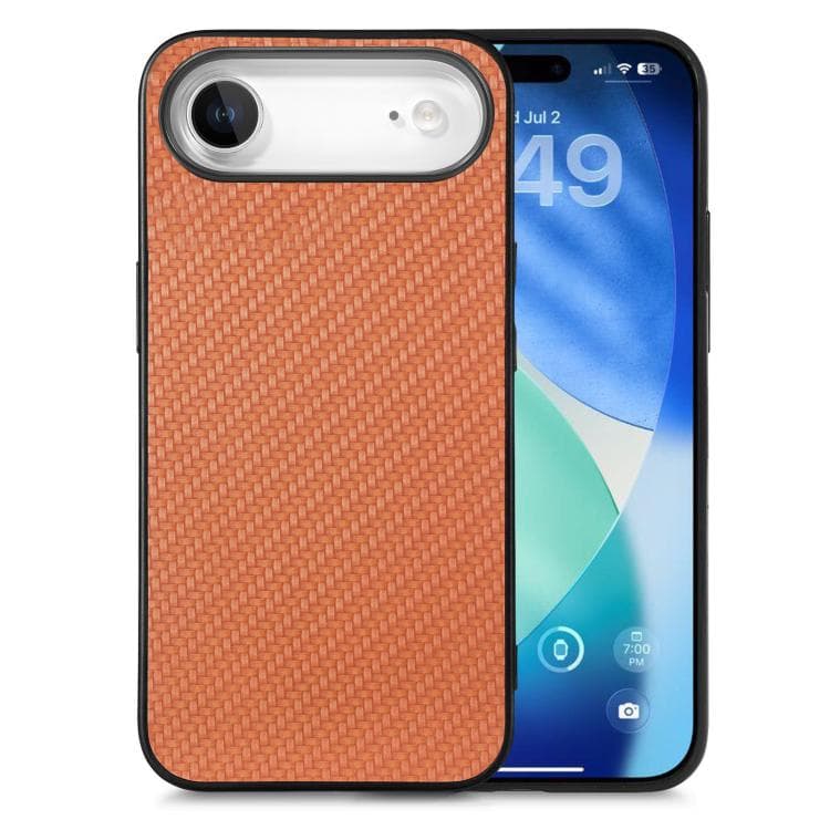 For iPhone Air Carbon Fiber Texture Leather Back Phone Case(Brown) - Immagine 1