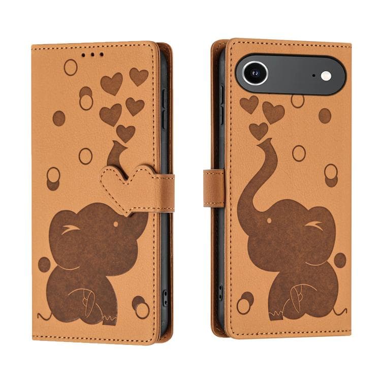 For iPhone Air Cartoon Elephant Embossed Leather Phone Case(Yellow) - Immagine 1
