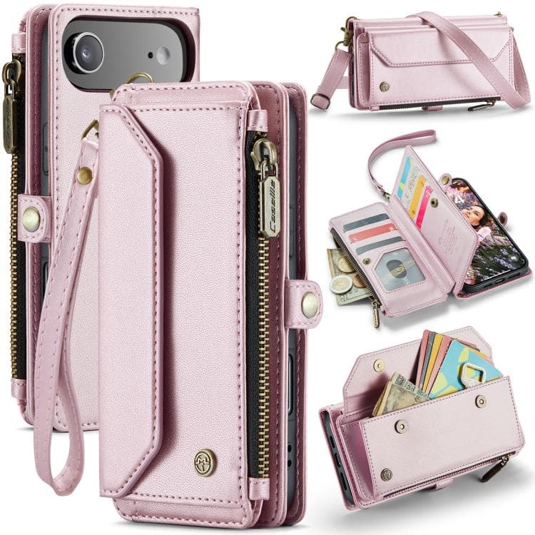For iPhone Air CaseMe C36 Card Slots Zipper Wallet RFID Anti-theft Leather Phone Case(Pink) - Immagine 1