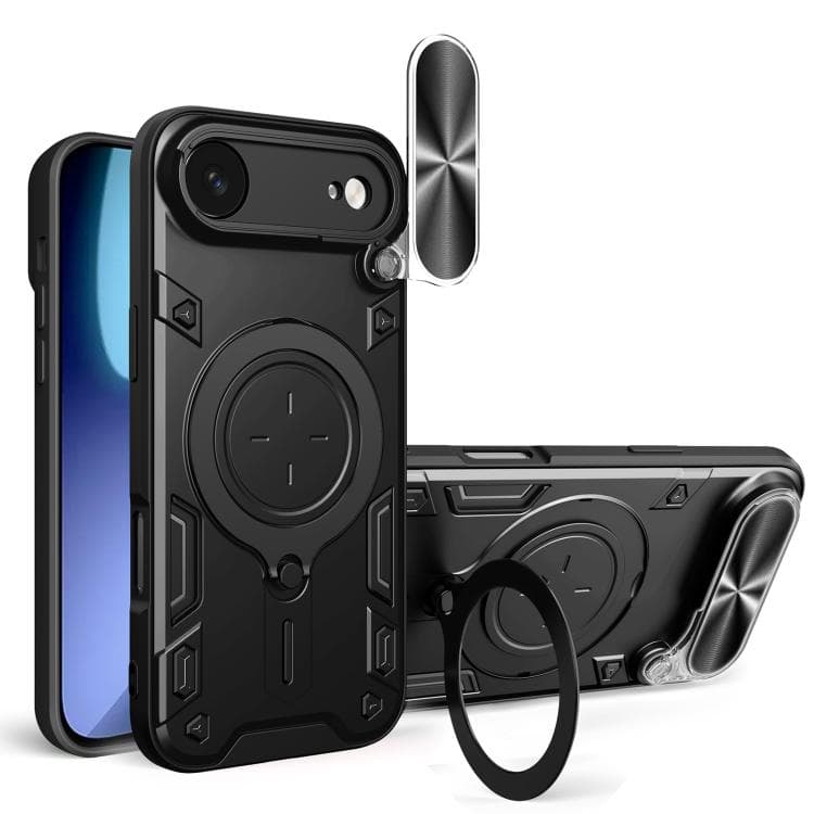 For iPhone Air CD Texture Sliding Camshield Magnetic Holder Phone Case(Black)