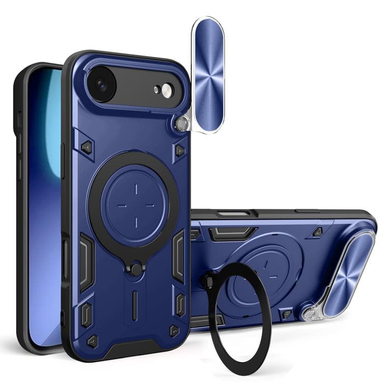 For iPhone Air CD Texture Sliding Camshield Magnetic Holder Phone Case(Blue)