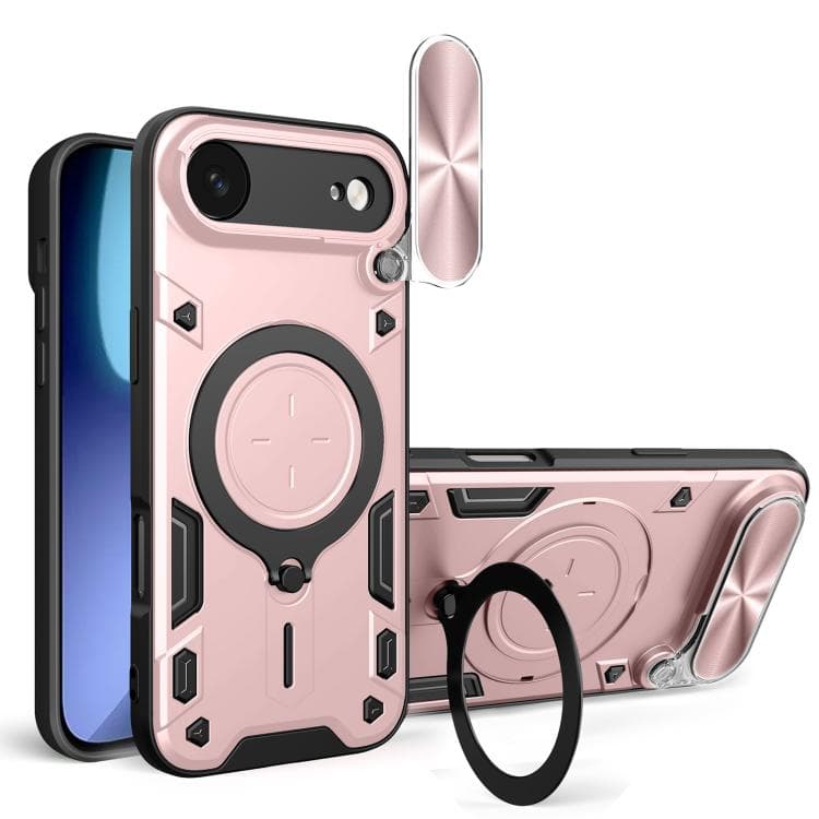 For iPhone Air CD Texture Sliding Camshield Magnetic Holder Phone Case(Pink)