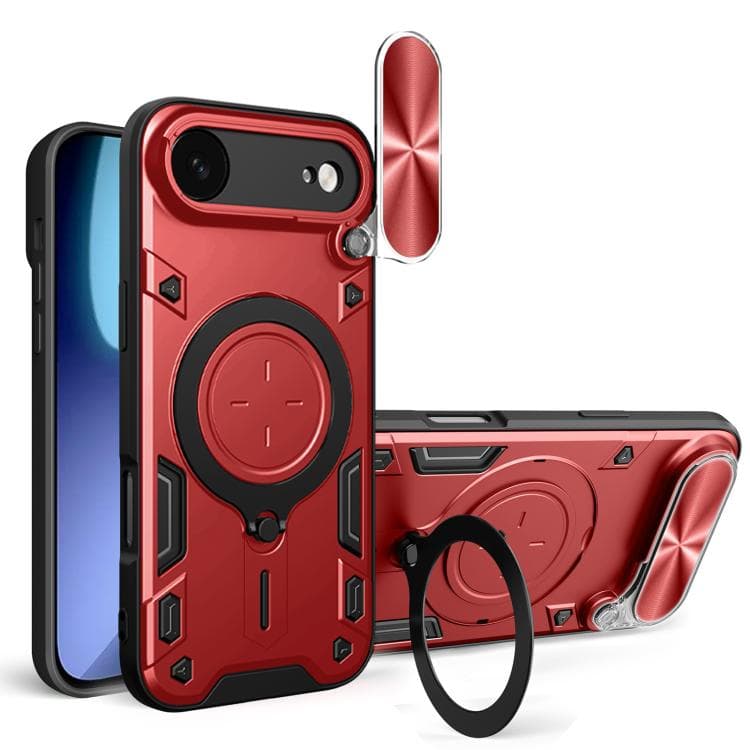 For iPhone Air CD Texture Sliding Camshield Magnetic Holder Phone Case(Red)