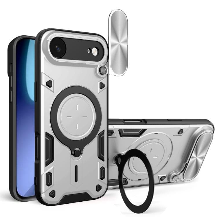 For iPhone Air CD Texture Sliding Camshield Magnetic Holder Phone Case(Silver)