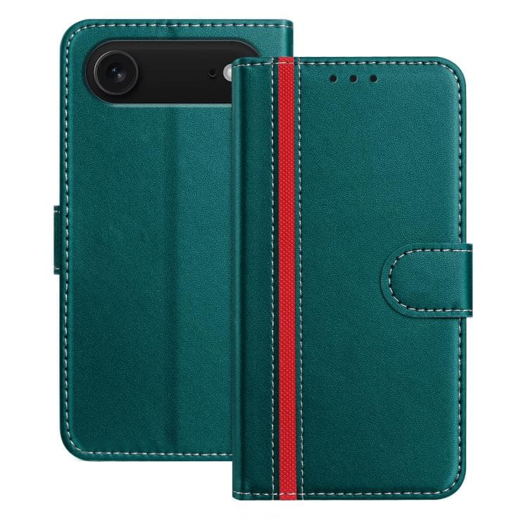 Custodia in pelle vegana con slot per carte a blocchi di colore per iPhone Air (Verde) - Immagine 1