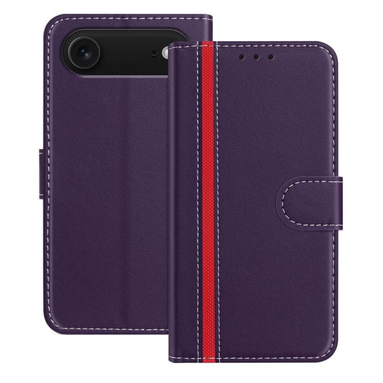 Custodia in pelle vegana con tasche per carte a blocchi di colore per iPhone Air (Viola) - Immagine 1