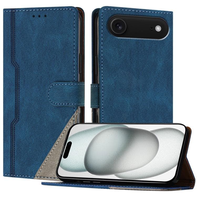 For iPhone Air Color Matching Buckle Clasp Vegan Leather Phone Case(Blue) - Immagine 1