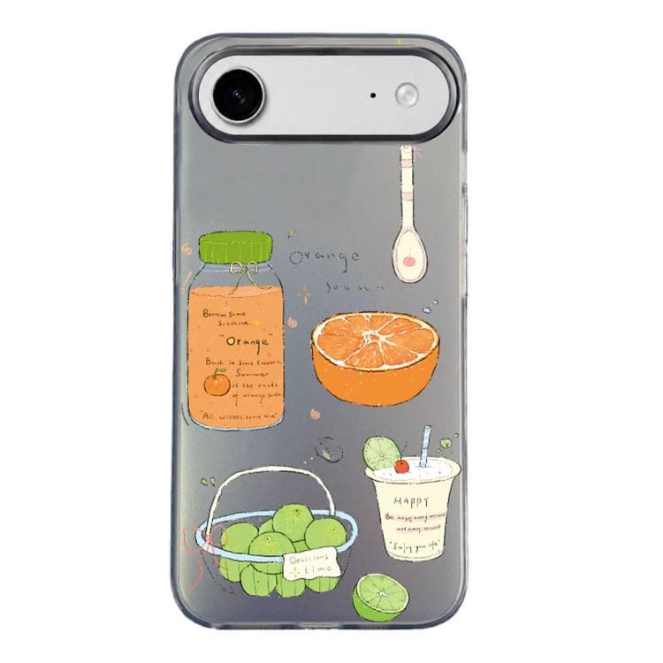 For iPhone Air Colorful Silver Pattern PC Hybrid TPU Phone Case(Black Fruit Tea) - Immagine 1