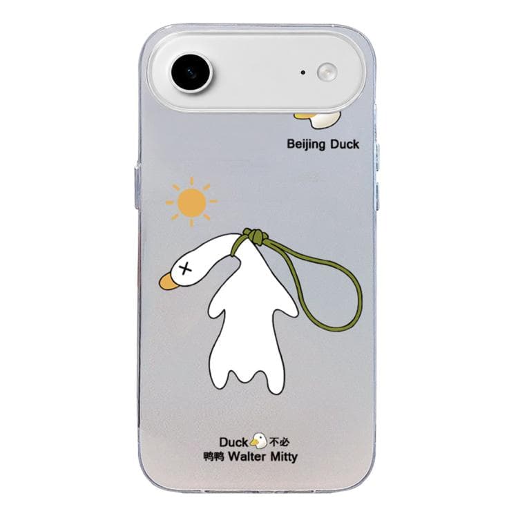For iPhone Air Colorful Silver Pattern PC Hybrid TPU Phone Case(White Duck) - Immagine 1