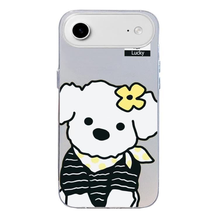For iPhone Air Colorful Silver Pattern PC Hybrid TPU Phone Case(White Puppy) - Immagine 1