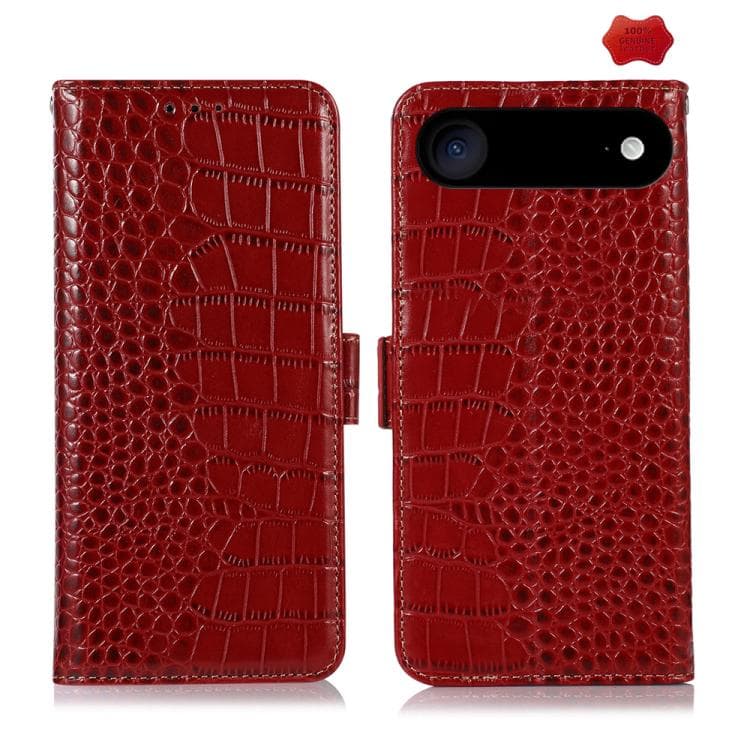 Fodero in pelle di coccodrillo in vera pelle bovina per iPhone Air (Rosso) - Immagine 1