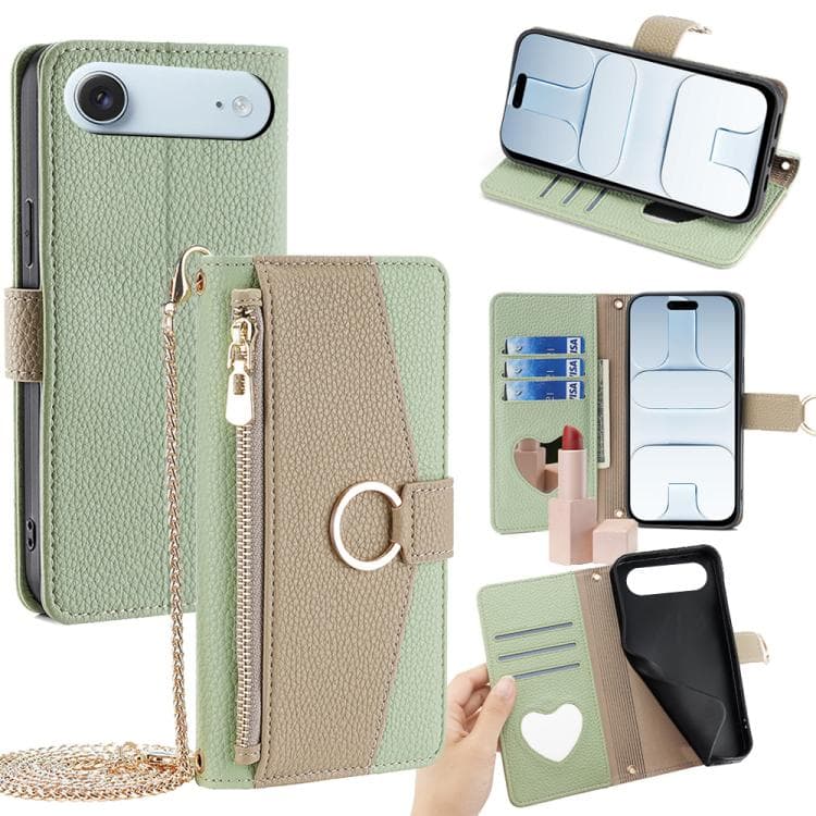 For iPhone Air Crossbody Litchi Texture Leather Phone Case(Green) - Immagine 1