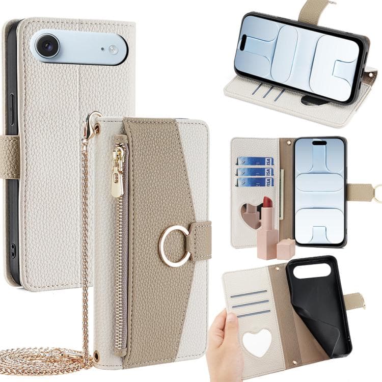 For iPhone Air Crossbody Litchi Texture Leather Phone Case(White) - Immagine 1