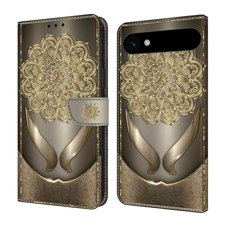 For iPhone Air Crystal-Like Painted Vegan Leather Phone Case(Shining Golden Flower) - Immagine 1