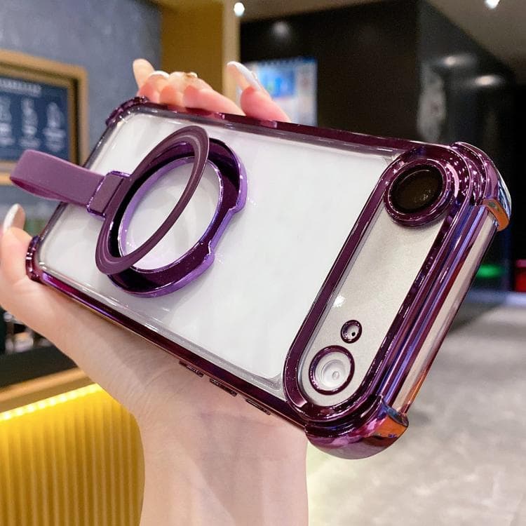 For iPhone Air Crystal Shield Ring Holde TPU + Acrylic Magnetic Phone Case(Purple) - Immagine 1