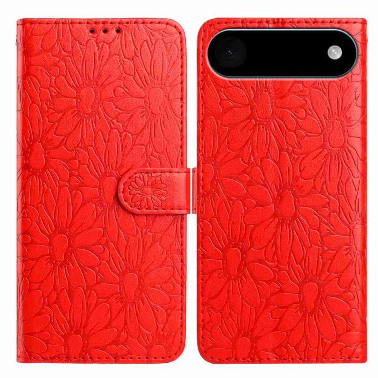 For iPhone Air Daisy Embossed Leather Phone Case(Red) - Immagine 1