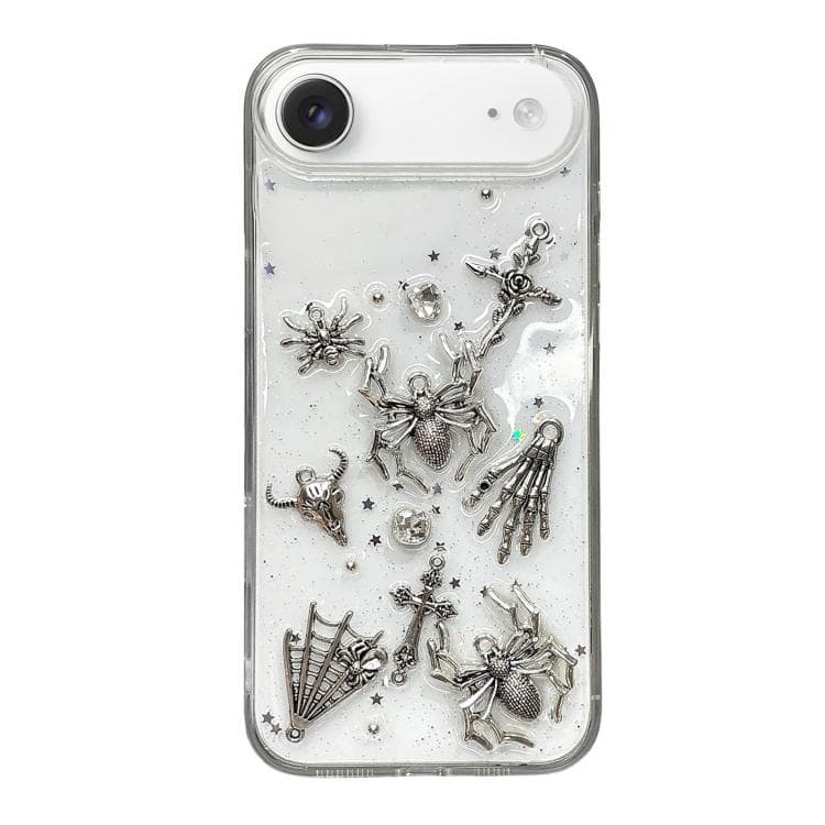 For iPhone Air Dark-Style Spider Epoxy Acrylic Hybrid TPU Phone Case(Transparent) - Immagine 1