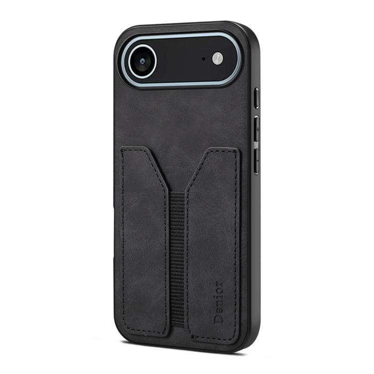 For iPhone Air Denior D07 DV Elastic Card Slot PU Back Cover Phone Case(Black) - Immagine 1