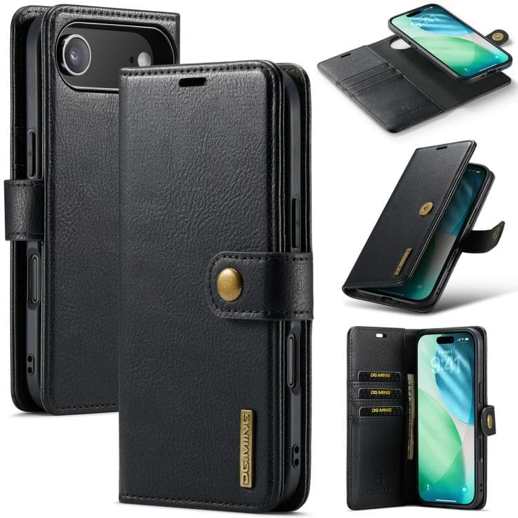 For iPhone Air DG.MING Crazy Horse Texture Detachable Magnetic Leather Phone Case(Black) - Immagine 1